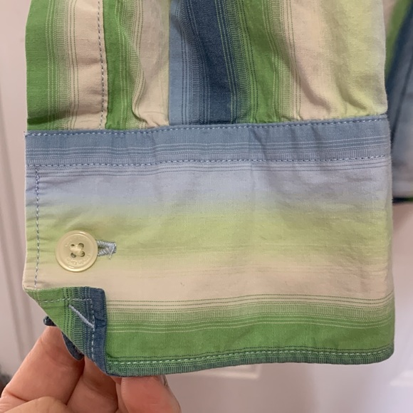 3/$15 Calvin Klein mens size XL striped casual button down shirt in blue/green - Picture 4 of 5